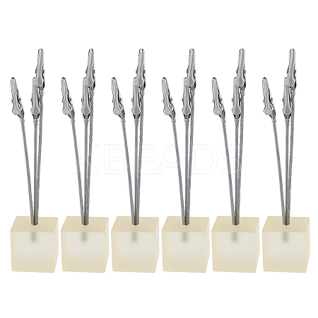 Small Three-Headed Silver Resin Cubic Base Alligator Beak Note Holder AJEW-WH0141-04B-1