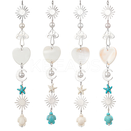 4Pcs Synthetic Turquoise Starfish Turtle Beads Hanging Suncatchers HJEW-CN0001-39-1