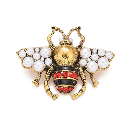 Bee Enamel Pin with Rhinestone & Resin Pearl LS-JEWB-A004-26AG-1