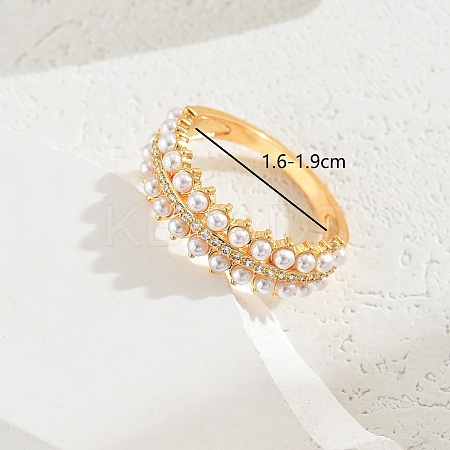 Exquisite Copper Inlaid Zircon Pearl Fashion Ring for Women Party Gift LE9138-3-1