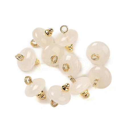Natural Quartz Crystal Rock Crystal Rondelle Charms with Rack Plating Brass Loops G-G110-05B-06-1