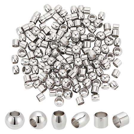 150Pcs 3 Style 304 Stainless Steel European Beads STAS-PH0005-42-1
