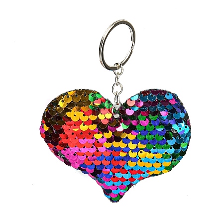 PVC Reflective Sequin Heart Pendant Keychain LS-KEYC-L033-01P-04-1