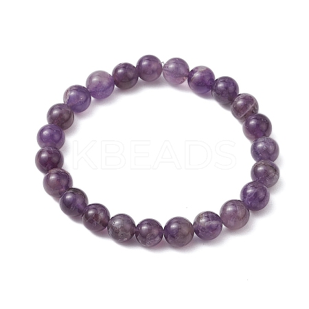 Natural Amethyst Beaded Stretch Bracelets for Women Men BJEW-JB11099-1