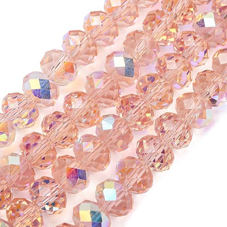 Electroplate Transparent Glass Beads Strands EGLA-A046-01C-15-1
