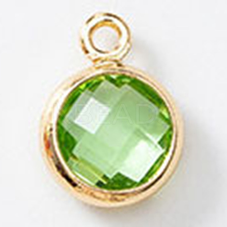 Birthstone Brass K9 Glass Charms KK-H002-28G-08-1