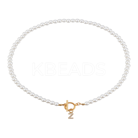1Pc Brass Clear Cubic Zirconia Letter Pendant Necklaces NJEW-LP0001-32Z-1