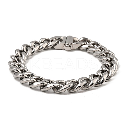 Non-Tarnish 304 Stainless Steel Cuban Link Chain Bracelet NJEW-D050-02F-P-1