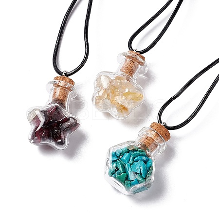 Star Wish Bottle Pendant Necklaces Set for Girl Women NJEW-FS0001-06-1