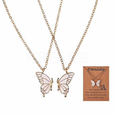 2Pcs Matching Butterfly Pendant Necklaces Set JN1033D-1