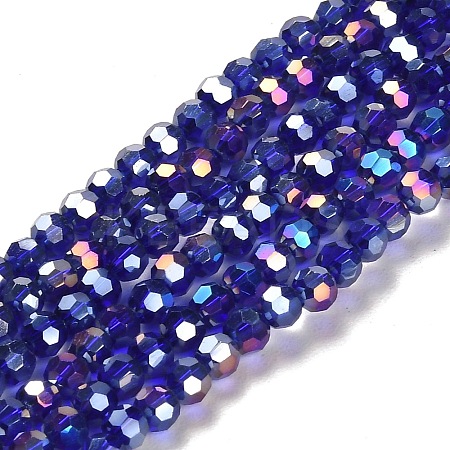 Faceted(32 Facets) Electroplate Glass Beads Strands X-EGLA-R016-4m-1-1