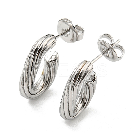 Non-Tarnish 304 Stainless Steel Oval Stud Earrings EJEW-R154-01P-1