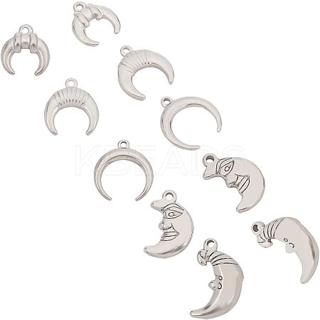 10Pcs 5 Style 304 Stainless Steel Pendants STAS-UN0024-67-1