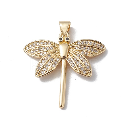 Rack Plating Brass Micro Pave Clear Cubic Zirconia Pendants KK-H434-44G-1