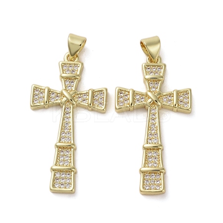 Brass Micro Pave Clear Cubic Zirconia Pendants KK-H466-09G-04-1