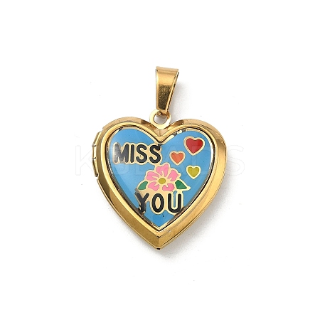304 Stainless Steel Locket Pendants STAS-H255-02G-04-1