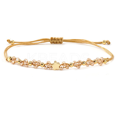 Brass & Glass Beads Braided Bead Bracelets for Women IU7406-4-1