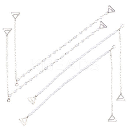 2 Pairs 2 Styles Plastic Imitation Pearl Chain Non-slip Bra Straps FIND-GF0005-27-1