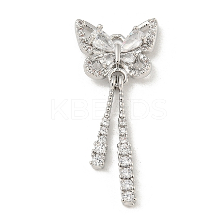 Brass Micro Pave Clear Cubic Zirconia Pendants KK-Z057-06P-1