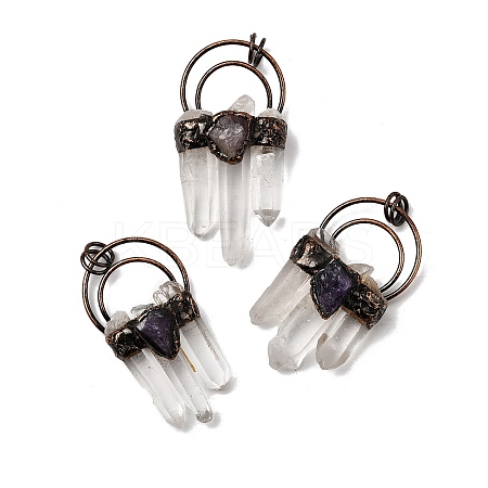 Natural Quartz Crystal Prism & Amethyst Big Pendants G-A270-02R-1