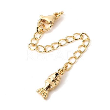 Brass Micro Pave Clear Cubic Zirconia Curb Chain Extender KK-Z149-10G-1