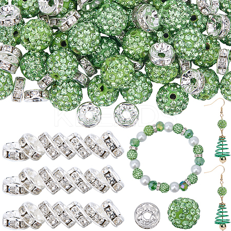 DIY Round Polymer Clay Rhinestone & Rhinestone Rondelle Spacer Beads Jewelry Making Findings Kits DIY-SC0027-50D-1