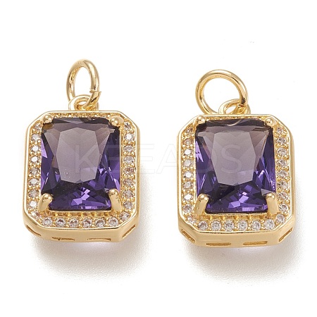Brass Glass Charms ZIRC-F116-09B-G-1