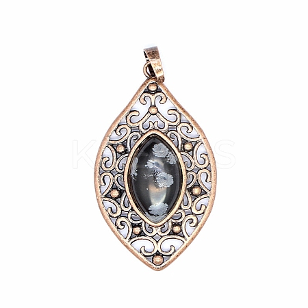Retro Hollow Natural Snowflake Obsidian Pendants PW-WGEF371-02-1
