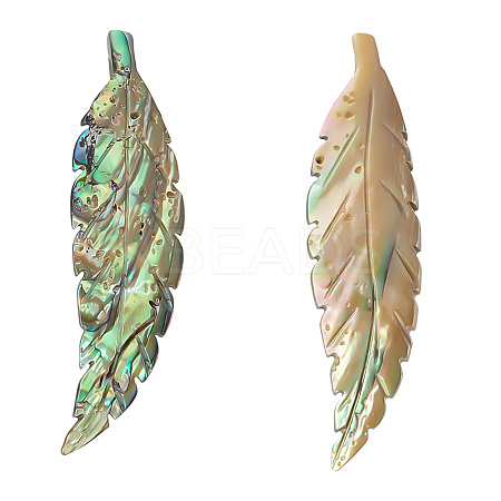 2Pcs Handmade Natrual Paua Shell Carved Big Pendants FIND-BC0013-54-1