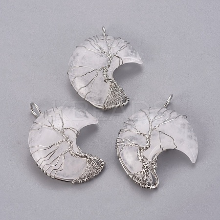 Natural Quartz Crystal Tree of Life Wire Wrapped Pendants G-L520-E06-P-1
