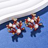 304 Stainless Steel Enamel Coral Shape Stud Earrings EJEW-L304-11G-1