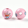 Easter Theme Printed Wood Beads WOOD-T032-22S-2