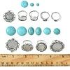 DIY Adjustable Oval/Half Round Synthetic Turquoise & Stainless Steel & Iron Finger Rings Making Kits DIY-FS0006-13-5