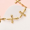 304 Stainless Steel Cross Link Chain Necklaces for Women NJEW-G178-03G-02-3
