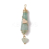 6Pcs 6 Styles Natural Carnelian & Green Aventurine & Rose Quartz & Quartz Crystal & Lapis Lazuli & Amethyst Copper Wire Wrapped Faceted Bullet Heart Pendants PALLOY-JF03482-02-3