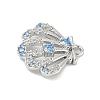 Brass Pave Light Sky Blue and Clear Cubic Zirconia Sea Animal Connector Charms KK-M326-07A-P-2