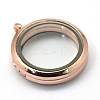Flat Round Alloy Glass Magnetic Photo Frame Living Memory Floating Locket Pendants LS-PALLOY-S046-01RG-1