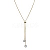 Alloy Snake Chain Slider Lariat Necklaces with Plastic Imitation Pearl Round Beads WG87CD3-01-4