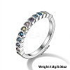 Anti-Tarnish Heart Rhodium Plated Sterling Silver with Colorful Cubic Zirconia Finger Rings for Women ES9944-3-1