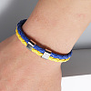 Flag Color Imitation Leather Double Line Cord Bracelet with Alloy Clasp GUQI-PW0001-088-3