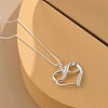 Rhodium Plated 925 Sterling Silver Heart and Infinity Pendant Necklace with Clear Cubic Zirconia for Women NJEW-BB72242-A-5