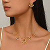 Vintage Brass Micro Pave Clear Cubic Zirconia Filigree Bell Pendant Necklace & Stud Earrings Set for Women JR0711-3