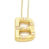 Brass & Plastic Pearl Letter Pendant Box Chain Necklaces for Women LS-NJEW-U017-01G-02-1