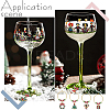 BENECREAT 24Pcs 12 Styles Christmas Tree & Snowflake & Sock & Santa Claus Alloy Enamel Dangle Wine Glass Charms with Glass Pearl AJEW-BC0003-12-7