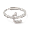 Rack Plating Brass Cubic Zirconia Arabic Letters Adjustable Rings for Women RJEW-S407-10P-06-2
