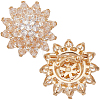1Pc Flower Brass Pave Clear Cubic Zirconia Brooches JEWB-BBC0001-04-1