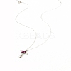 925 Sterling Silver Deep Pink Cubic Zirconia Cross Pendant Necklaces for Women FS-WGC3BD8-01-5