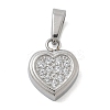 Ion Plating(IP) 304 Stainless Steel Micro Pave Cubic Zirconia Pendants STAS-Z107-02P-04-1