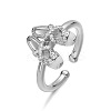 Brass Micro Pave Cubic Zirconia Enamel Cuff Open Rings WGB47C4-02-1