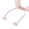 10mm Round Dyed Natural Rose Quartz Braided Bead Bracelets BJEW-C067-01C-20-4